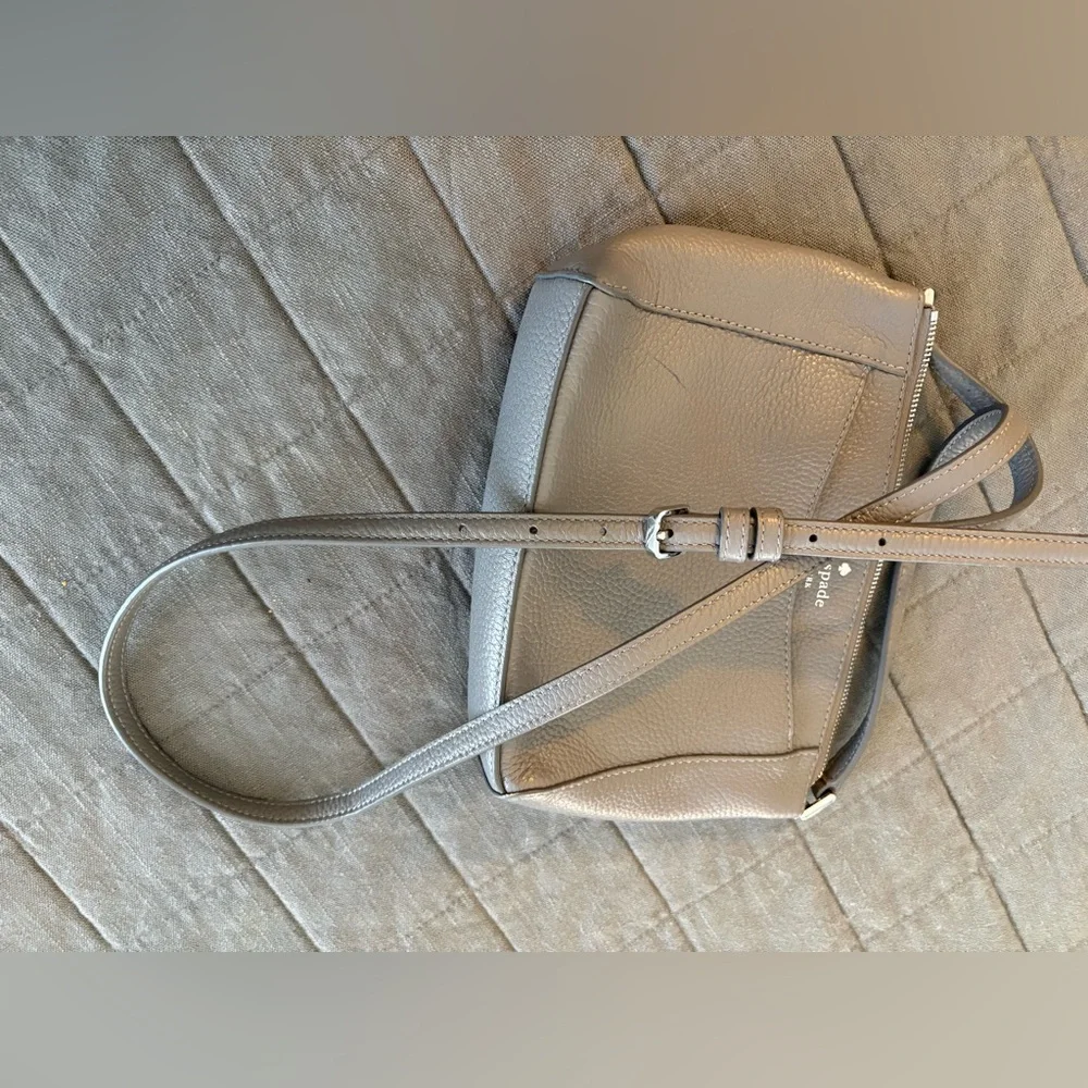 Kate Spade Monica Crossbody grey pebbled leather crossbody purse
